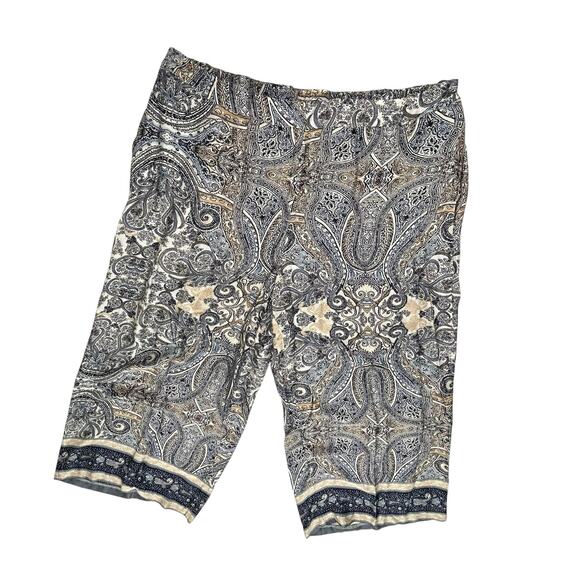 Lane Bryant Wide Leg Pants 26 Boho Paisley Scarf Print Border Plus Size Resort - Picture 1 of 8